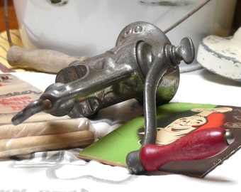 Vintage Metal 1940s War Years Hand Mincer Table Attachment Farmhouse Kitchen Rustic Collection Decor