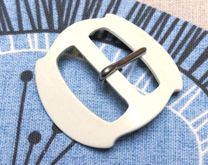 Vintage Cream Plastic Dress Buckle, Retro Sewing Trim