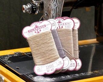 Vintage Clarke's Filosheen Mending Threads: Beige Tones, Original Packaging