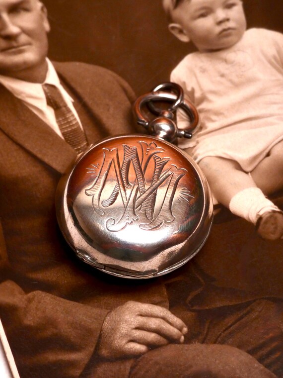 Antique Victorian Sovereign Case Silver Hallmarked Chester Assayed Pure Solid Silver Locket