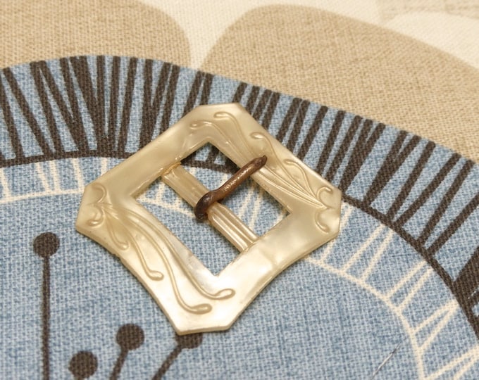 Vintage French Carved Art Deco Woman's Fashion Dress Buckle Vintage Bakelite