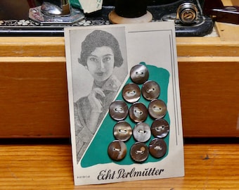 Vintage 1930s Art Deco MOP Buttons on Card - Toffee Bronze