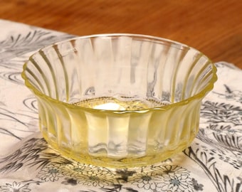 Vintage 1940s Asian Depression Glass Bowl Citrine Collectable Glass Antique Small Bowl