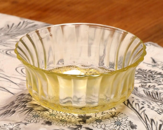 Vintage 1940s Asian Depression Glass Bowl Citrine Collectable Glass Antique Small Bowl