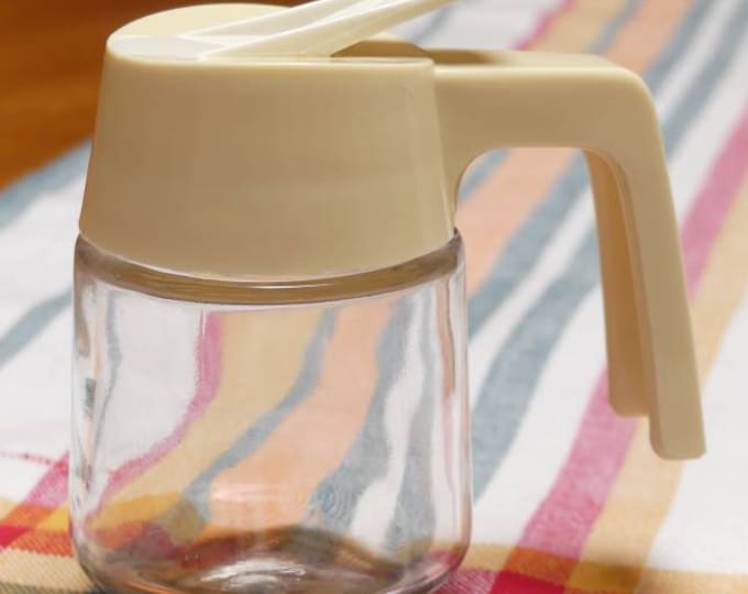 Vintage Retro Maple Syrup Jug Gemco USA Glass Honey Golden Syrup Glass 250ml Pouring Jug