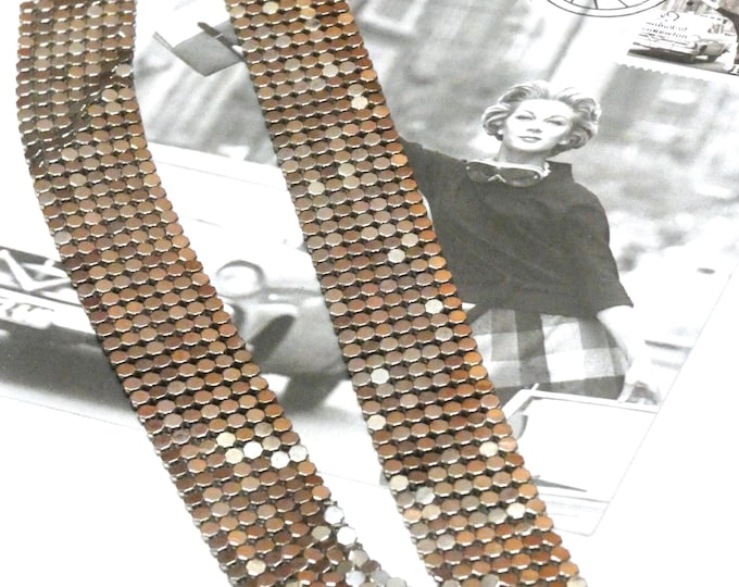 Vintage 1970/80s Original Retro Silver Mesh Choker Collar Necklace Glomesh Style Formal Evening Festival Necklace