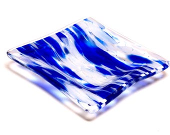 Art Glass Fused Glass Ocean Themed Tapas Plate Trinket dish