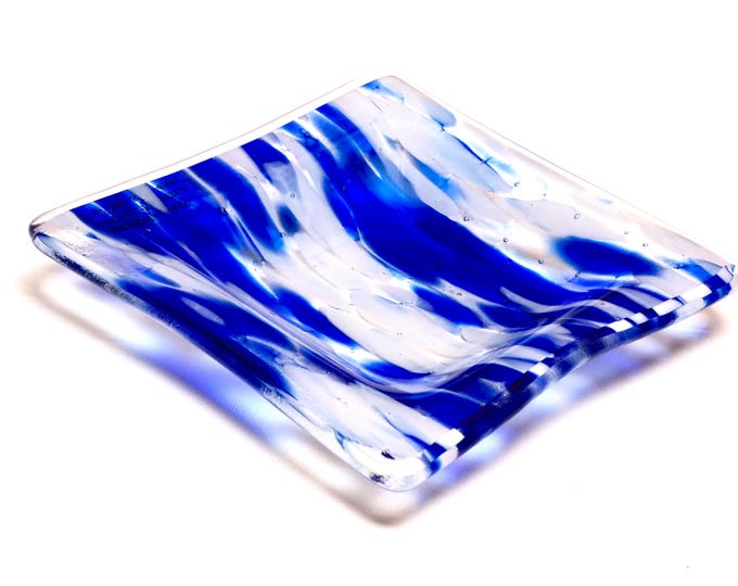 Art Glass Fused Glass Ocean Themed Tapas Plate Trinket dish