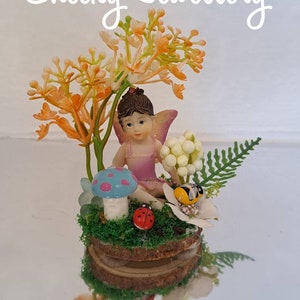 Mini Fairy Garden, on wooden slice, imagination play, cute girls gifts, free post