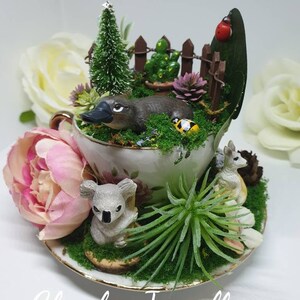 Down Under-cute Australian fairy garden. Party decor. Aussie theme birthdays. Girls  room decor. Teaparty birthdays, great gifts, unique