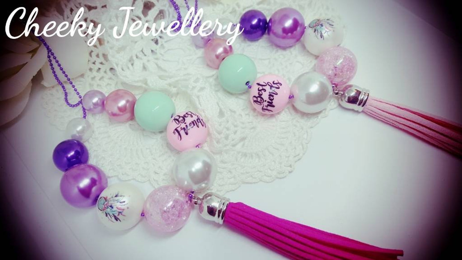 Bestfriends Necklace Pair in Pink - Etsy