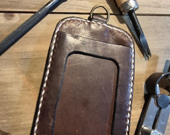 I.D. Card Holder (Vertical) w/2 card Pockets and Plastic Sleeve for ID.