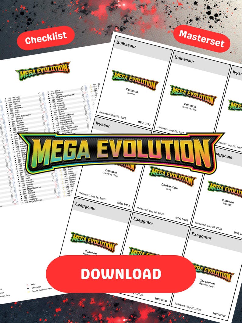 Mega Evolution Checklist.pdf Pokemon TCG Mega Evolution Binder Placeholders and Checklist (digital ...