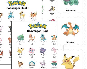 Pokémon Scavenger Hunt Printable, 15 Unique Themes (Digital Download)