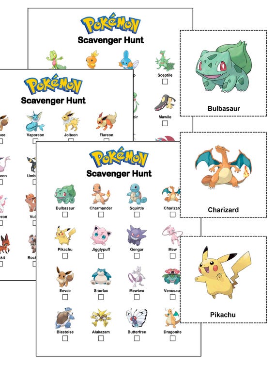 Pokémon Scavenger Hunt Printable, 15 Unique Themes (Digital Download)