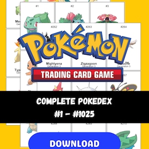 Pokédex Nacional Pokémon 1025: Páginas imprimibles para carpetas y marcadores