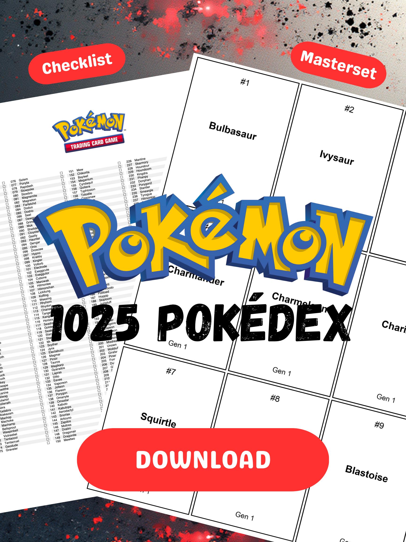 Pokemon TCG Pokedex 11025 Complete Binder Placeholders Set Checklist  Printable (instant Digital Download) - Etsy Australia