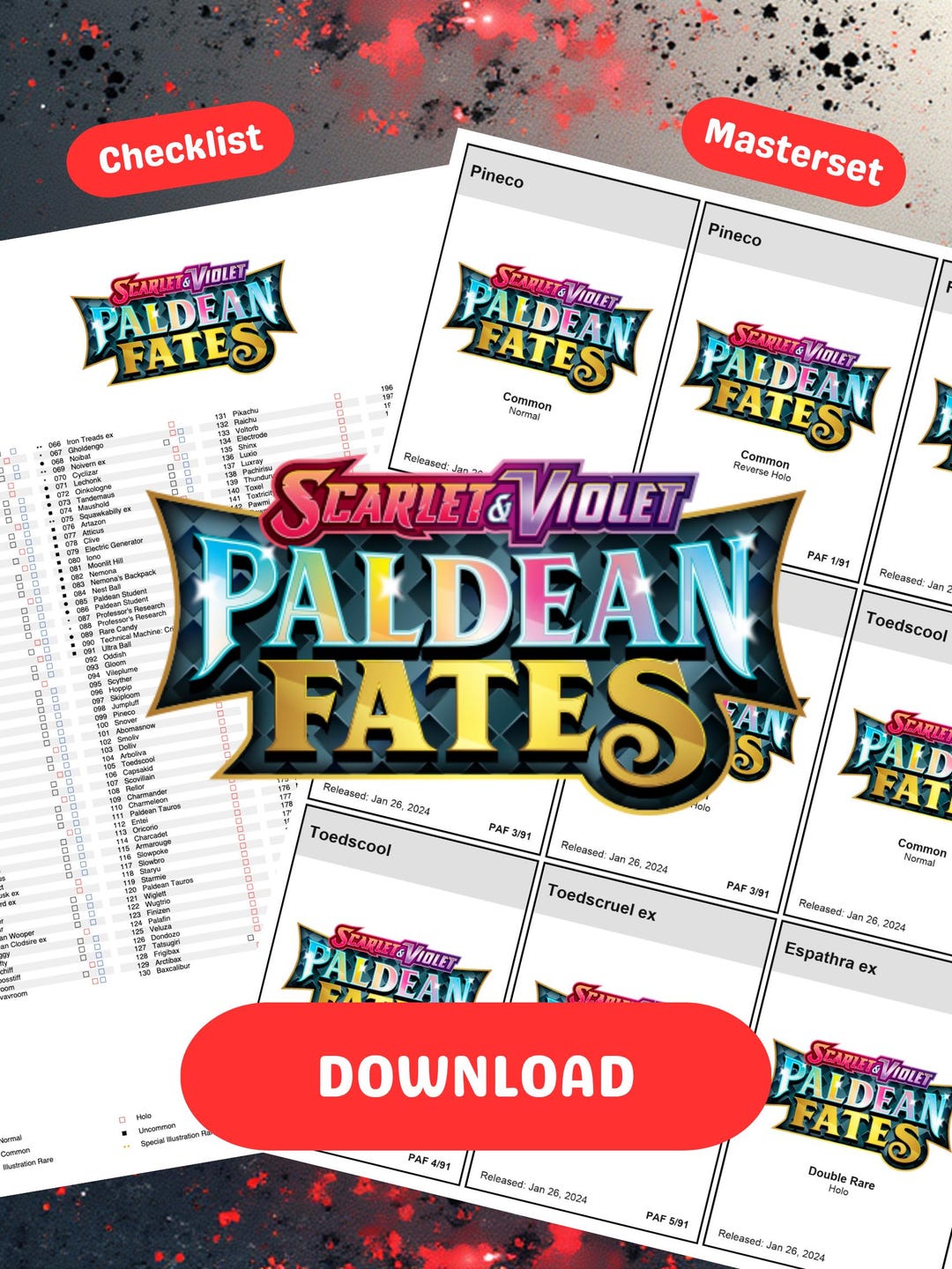 Pokemon TCG Paldean Fates Binder Placeholders and Checklist (digital  Download) - Etsy