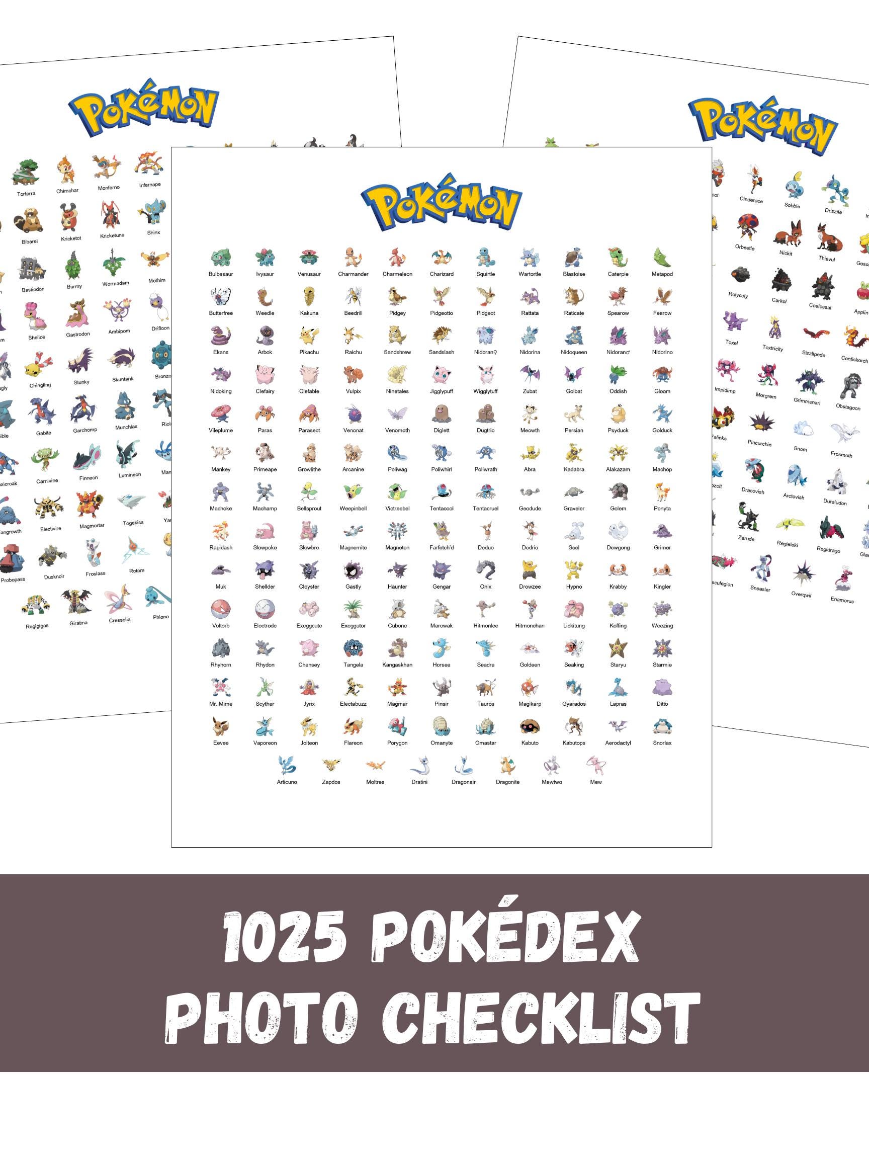 Pokémon National Pokédex 1025: Printable Photo Checklist - Etsy Australia