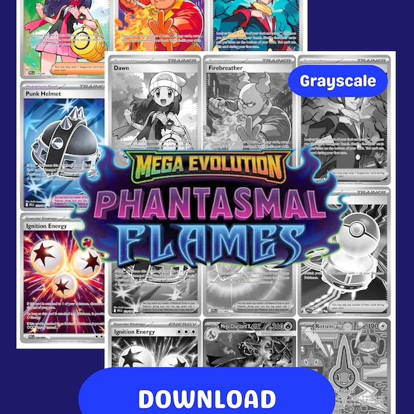 Mega Evolution: Zestaw Phantasmal Flames do druku, wersja główna i kompletna, segregatory + lista kontrolna (do pobrania w wersji cyfrowej)