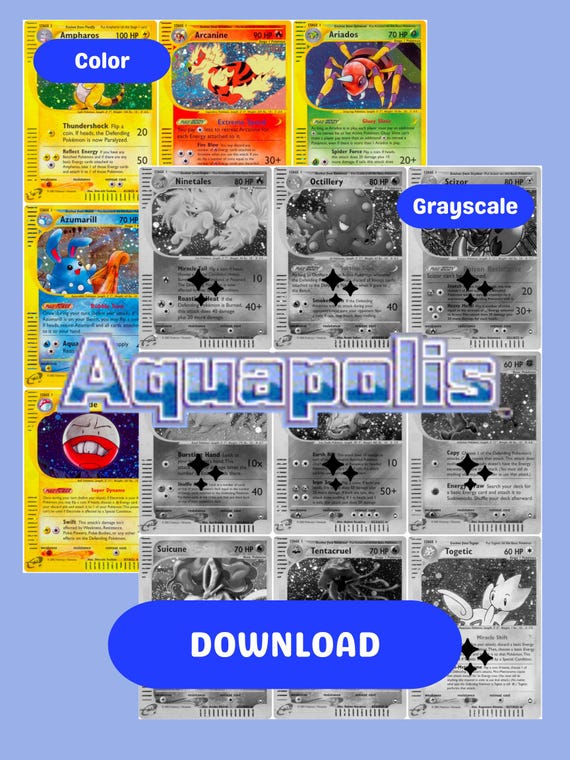 E-card: Aquapolis Printable Master Set Binder Placeholders + Checklist (digital Download) - Etsy E-card: Aquapolis Printable Master Set Binder Placeholders + Checklist (digital Download) - Etsy