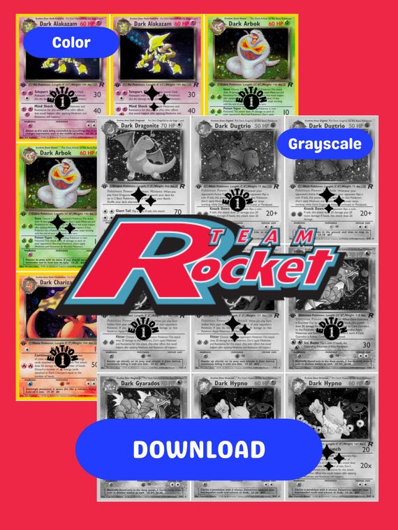 Base: Team Rocket Printable Master and Complete Set Binder Placeholders +  Checklist (digital Download) - Etsy