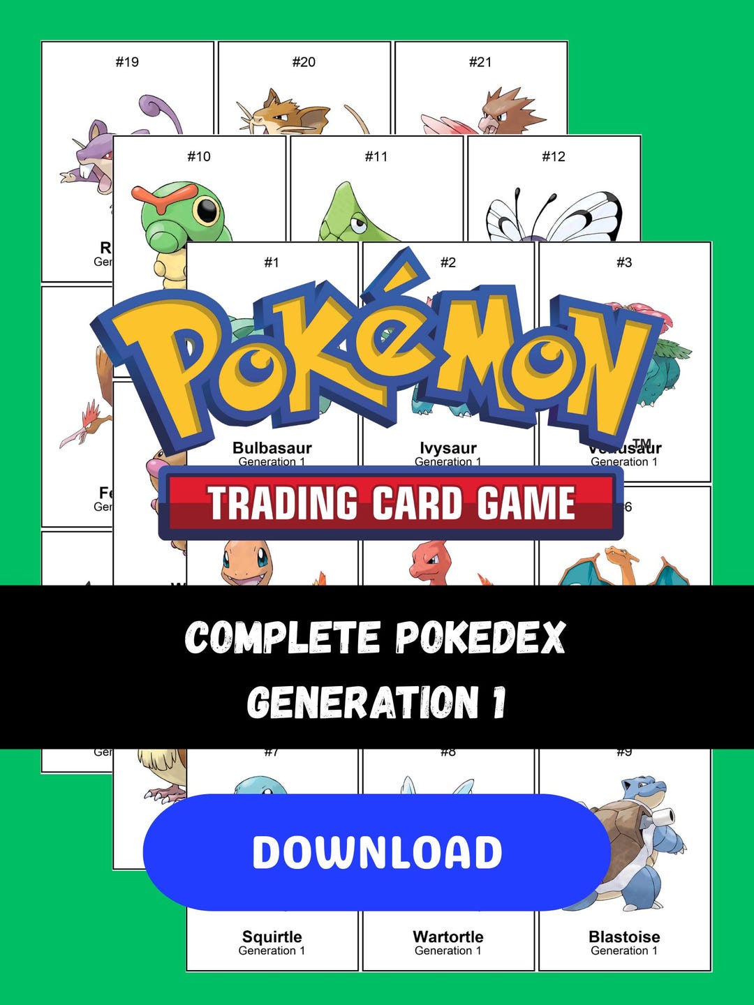 Pokémon National Pokédex: Generation 1 Printable Binder Pages