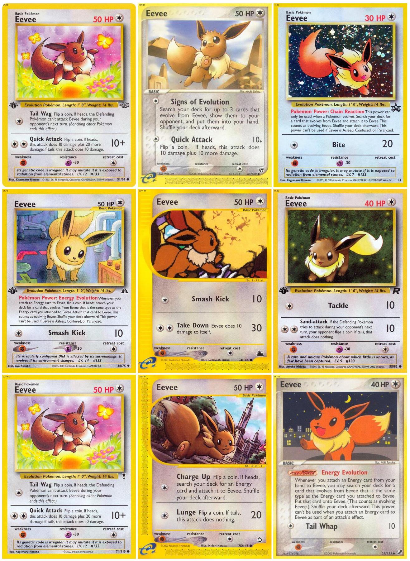 eevee pokmon cards list Eevee Tcg master list
