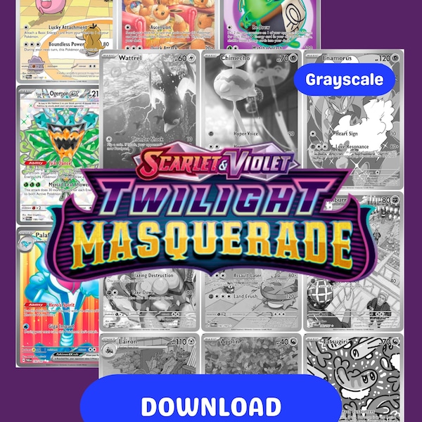 Carpeta imprimible de Scarlet & Violet: Twilight Masquerade y set completo + lista de verificación (descarga digital)