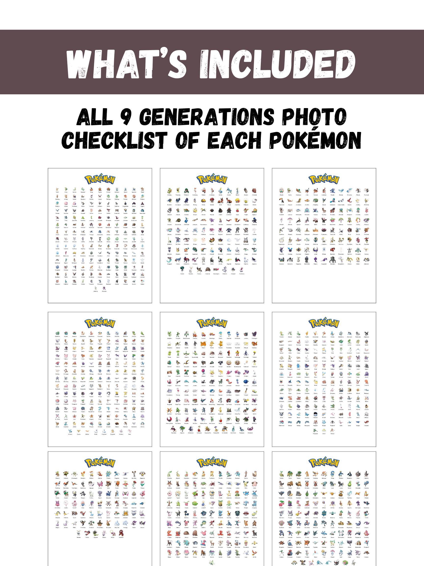 1052 Pokemon Checklist.pdf Pokémon National Pokédex 1025: Printable Photo Checklist - Etsy Australia