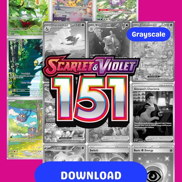 Scarlet & Violet: 151 marcadores de posición imprimibles para carpetas maestras y completas + lista de verificación (descarga digital)