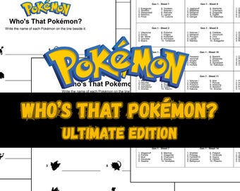 Juego imprimible "¿Quién es ese Pokémon?": 550 fichas (descarga digital)