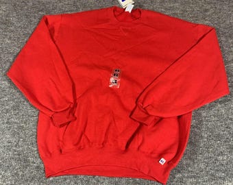 Felpa sportiva Russell da uomo, taglia XL, rossa, pesante, in stock, anni '90