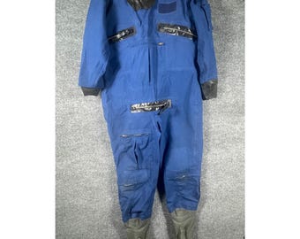 Tuta impermeabile vintage USCG Aircrew blu, taglia 10, stile militare anni '90.