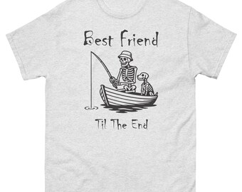 Maglietta da pesca con cane scheletro: maglietta grafica Friend