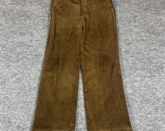 Pantaloni da uomo VTG Polo Ralph Lauren 36x30 in velluto a coste marrone con parte anteriore piatta, classici retrò