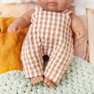 Charlie Overalls Natural Gingham Doll Clothes Clothing Made To Fit the 21cm Miniland Dolls image 3