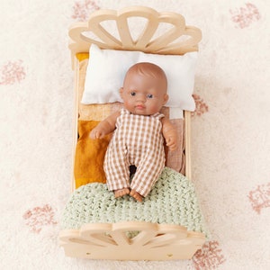 Charlie Overalls Natural Gingham Doll Clothes Clothing Made To Fit the 21cm Miniland Dolls image 2