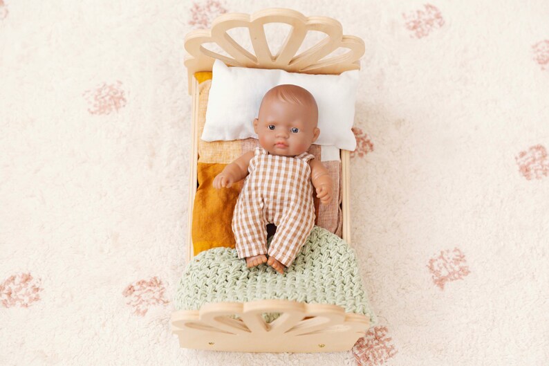 Charlie Overalls Natural Gingham Doll Clothes Clothing Made To Fit the 21cm Miniland Dolls image 2