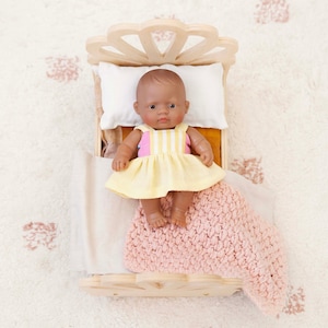 Mila Dress In Yellow Pink Stripe Dolls Clothes Clothing To Fit The 21cm Miniland Doll
