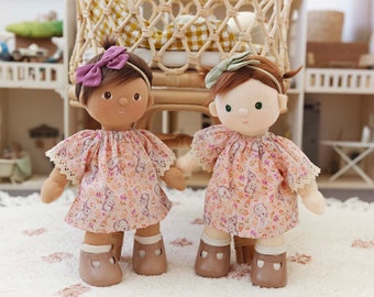 Willow Dress In Rabbit Garden Pink Clothing Clothes Made To Fit The Dinkum Doll Dolls