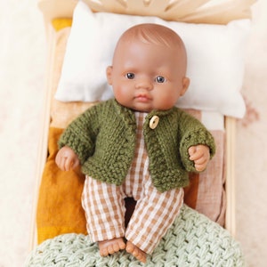 Charlie Overalls Natural Gingham Doll Clothes Clothing Made To Fit the 21cm Miniland Dolls image 4