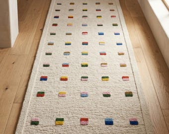 Modern Beige Runner Rug – Hand Tufted Minimalist Rug for Entryway and Hallway