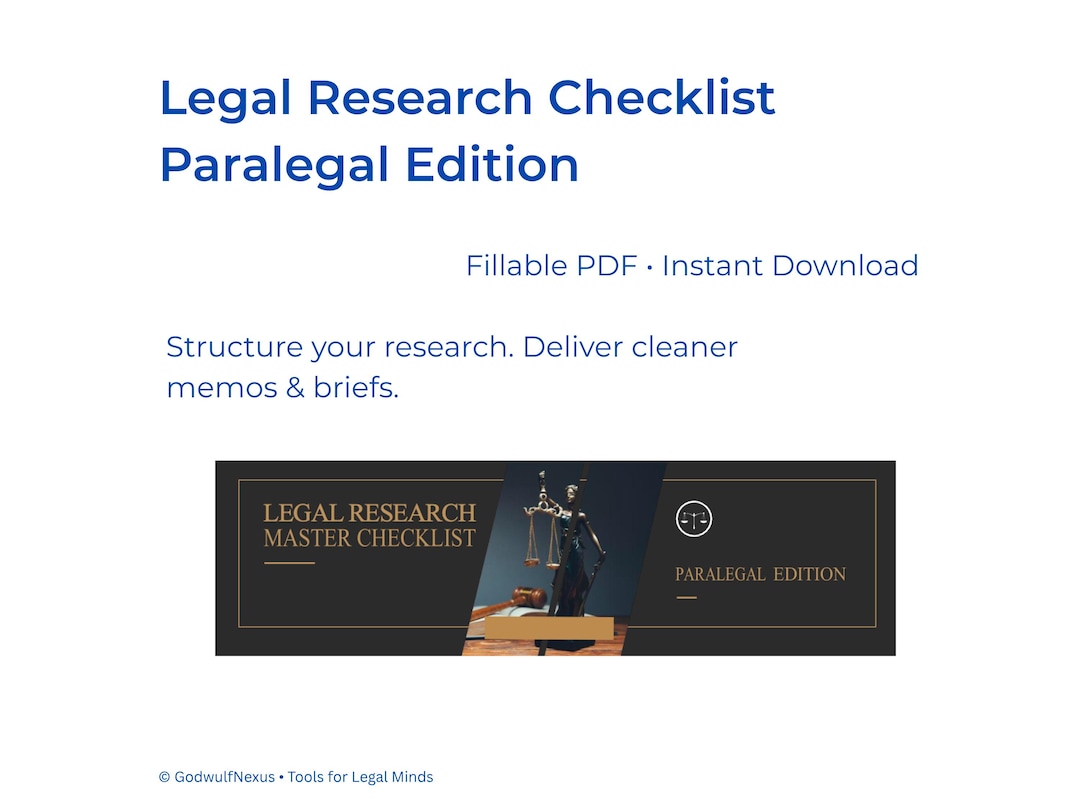 Legal Research Checklist.pdf Legal Research Checklist | Paralegal Edition | Fillable PDF | Legal ...
