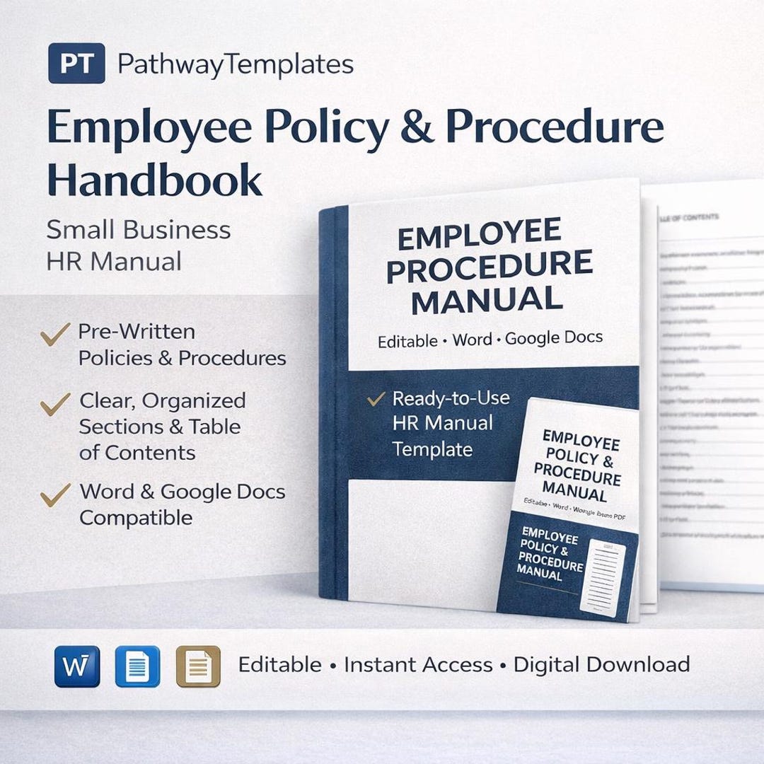Editable Employee Policy & Procedure Handbook | Small Business HR ...