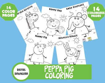 Peppa Pig Coloring Book | Kids Cartoon Coloring Pages | Printable PDF | Peppa and Family Activity Book | Digital Download for Kids