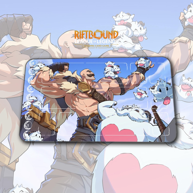 Transparent Background Riftbound Character Playmat – Braum – Riftbound 2KXO League of Legends TCG Game Mat 24x14 ...