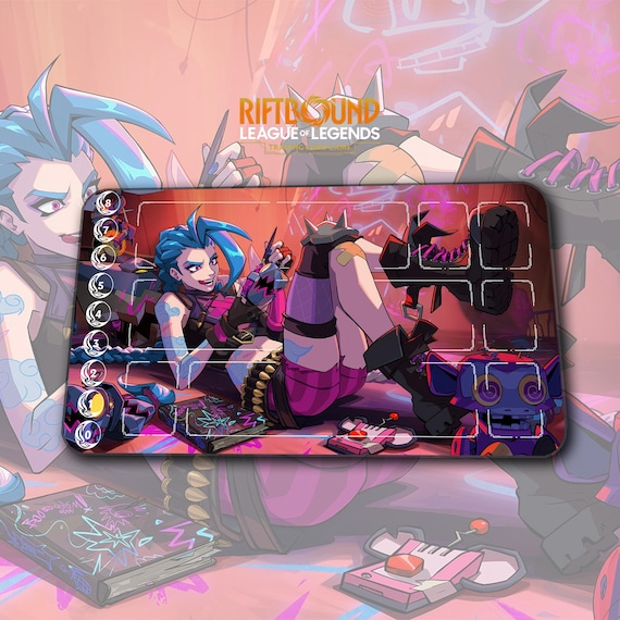 Playmat – Jinx – Riftbound 2KXO League of Legends TCG Game Mat 24x14 inches (600x350x2mm) Desk Mat Gamer