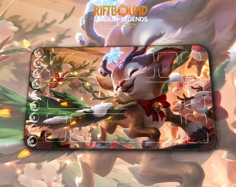 Playmat – Smolder Reindeer Christmas – Riftbound LOL TCG Game Mat 24x14 inches (600x350x2mm)