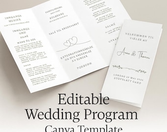 Elegant Wedding Program Template Trifold | Editable in Canva | Ceremony Program Printable | Instant Download